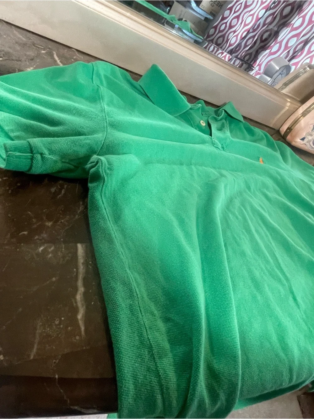 Ralph Lauren Green Polo with Orange Pony Logo